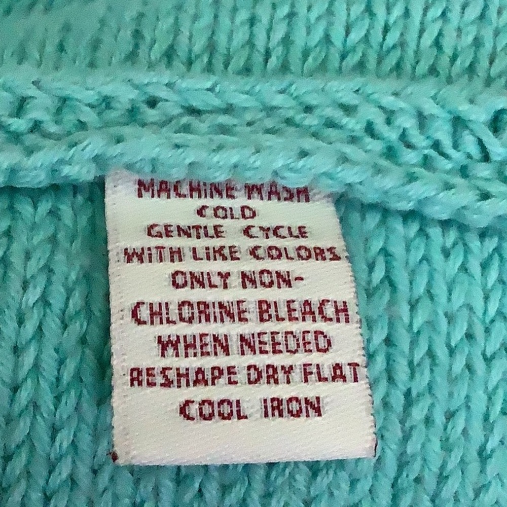 JM Collection - SWEATER Size S Aqua - 100% Cotton - Picture 5 of 9